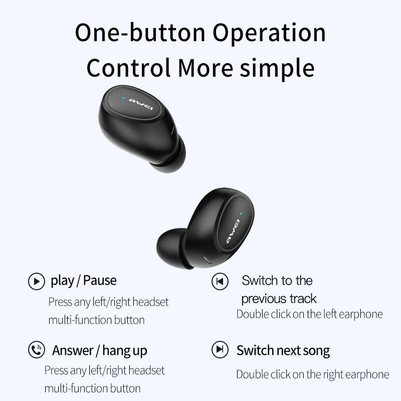 Awei T16 TWS Wireless Earbuds with Dual Mic