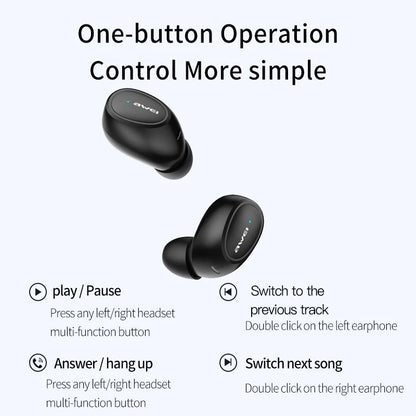 Awei T16 TWS Wireless Earbuds with Dual Mic