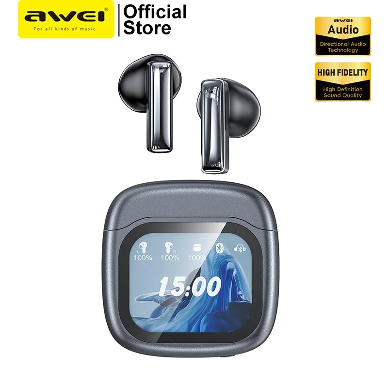 Awei TP100 Smart Screen Gaming Bluetooth Earbuds