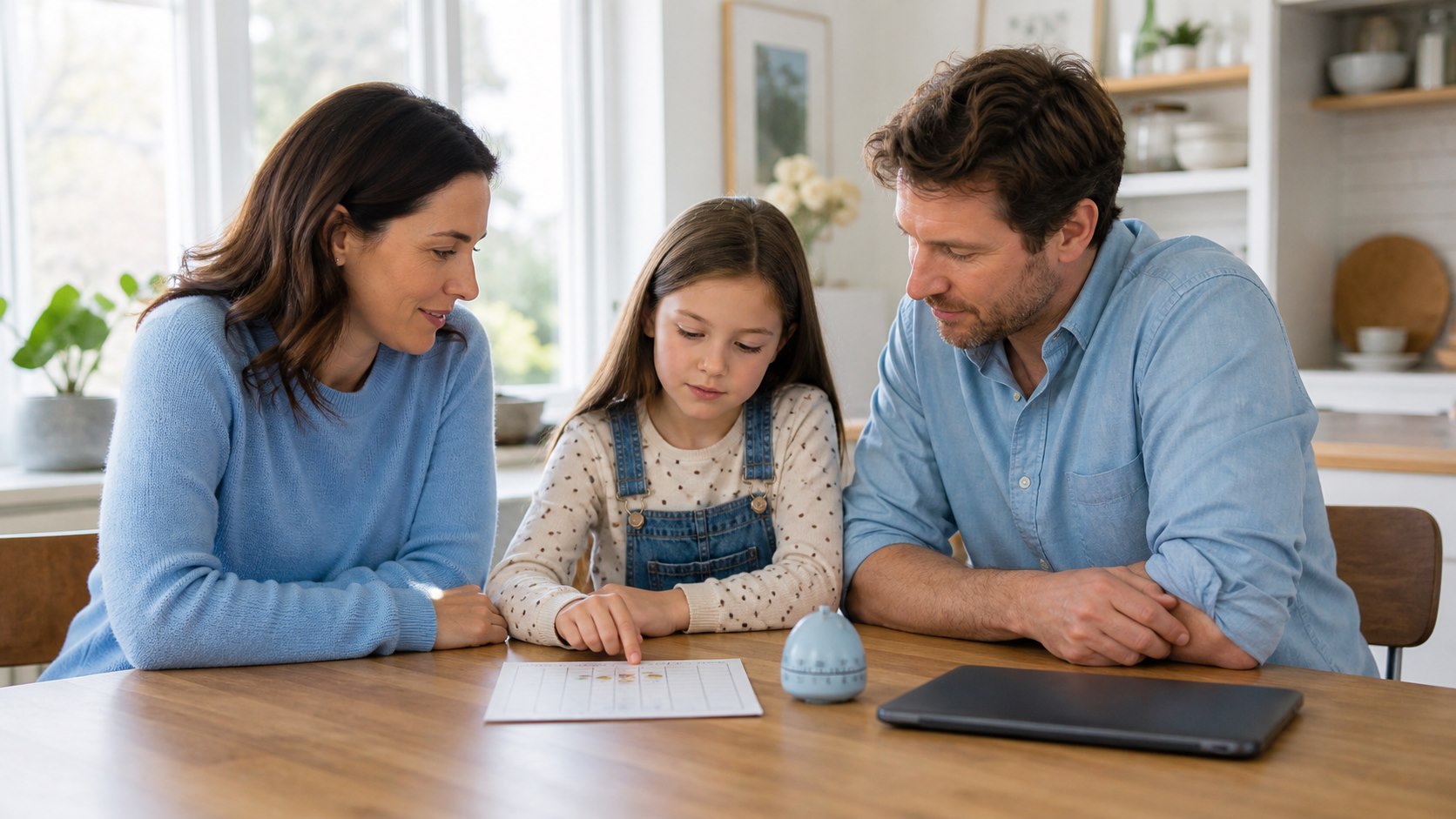Family creating a balanced listening routine together